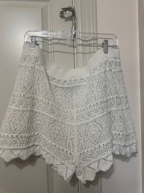 a new day White Crochet Knit Shorts